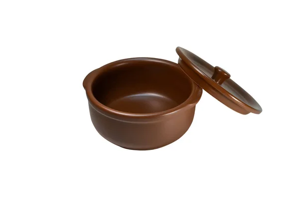 Beyaz arka plan üzerinde izole kahverengi toprak kap