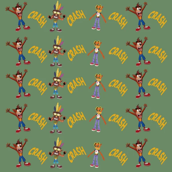 Crash Und Coco Bandicoot Für Fans Von Computerspielen Raumwanddekor Abstrakte — Stockfoto