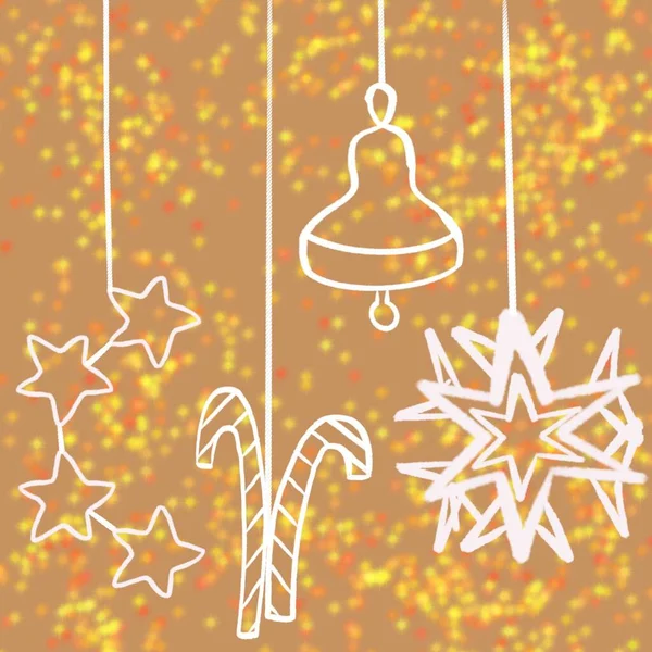 Nieuwjaar Nieuwjaar Decoraties Slinger Met Kerstspeelgoed Kerstversiering Geschenken Kerstgroeten Nieuwjaar — Stockfoto
