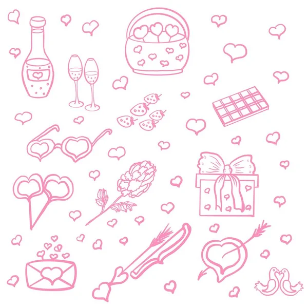Valentine Day Gift Valentine Day Gift Box Basket Hearts Glasses — Stock Photo, Image