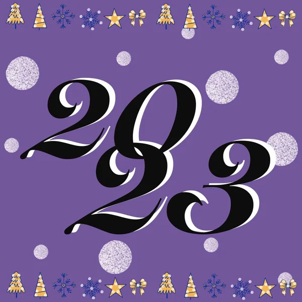 2023 New Year Congratulations Year 2023 Christmas Tree Gift Snowflakes —  Fotos de Stock