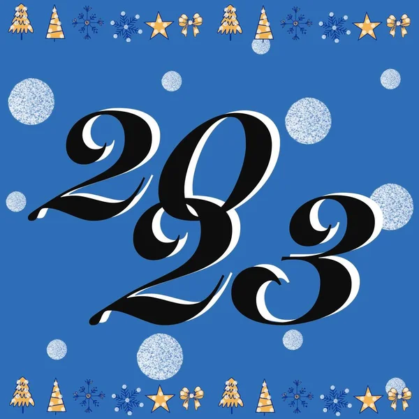 2023 New Year Congratulations Year 2023 Christmas Tree Gift Snowflakes — Fotografia de Stock