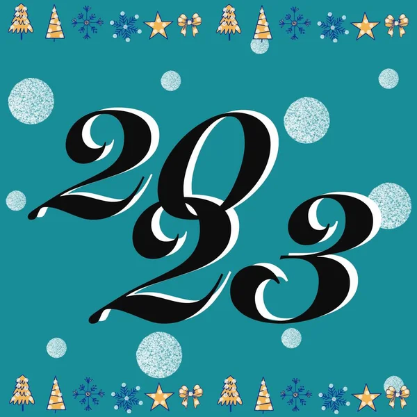 2023 New Year Congratulations Year 2023 Christmas Tree Gift Snowflakes — Stock Fotó