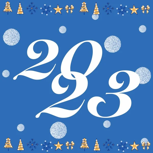 2023 New Year Congratulations Year 2023 Christmas Tree Gift Snowflakes — Stock Fotó