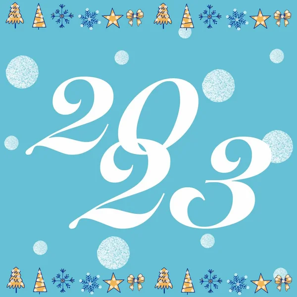 2023 New Year Congratulations Year 2023 Christmas Tree Gift Snowflakes — Stockfoto