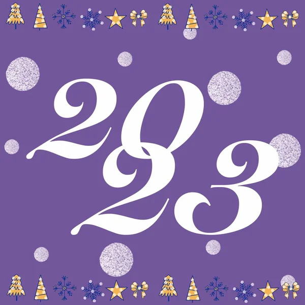 2023 New Year Congratulations Year 2023 Christmas Tree Gift Snowflakes — Fotografia de Stock