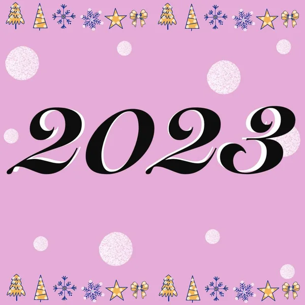 2023 Ano Novo Parabéns Pelo Ano 2023 Árvore Natal Presente — Fotografia de Stock