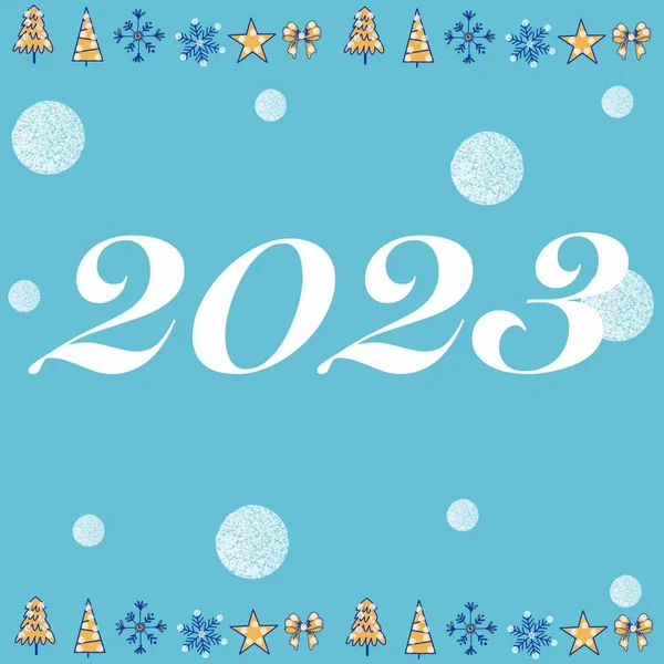 2023 New Year Congratulations Year 2023 Christmas Tree Gift Snowflakes — Foto Stock