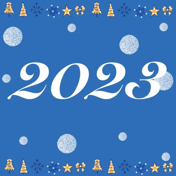 2023 Новий Рік Привітання Рік 2023 Різдвяна Ялинка Подарунок Сніжинки — стокове фото