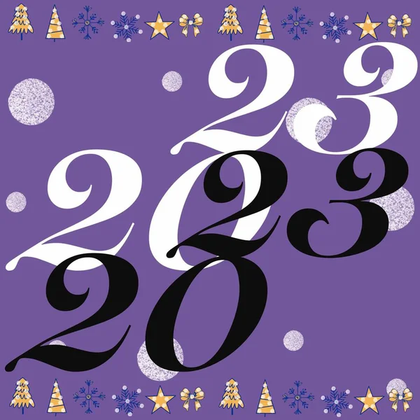 2023 New Year Congratulations Year 2023 Christmas Tree Gift Snowflakes — ストック写真