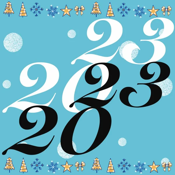 2023 New Year Congratulations Year 2023 Christmas Tree Gift Snowflakes — Fotografia de Stock