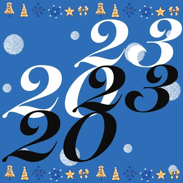 2023 New Year Congratulations Year 2023 Christmas Tree Gift Snowflakes —  Fotos de Stock