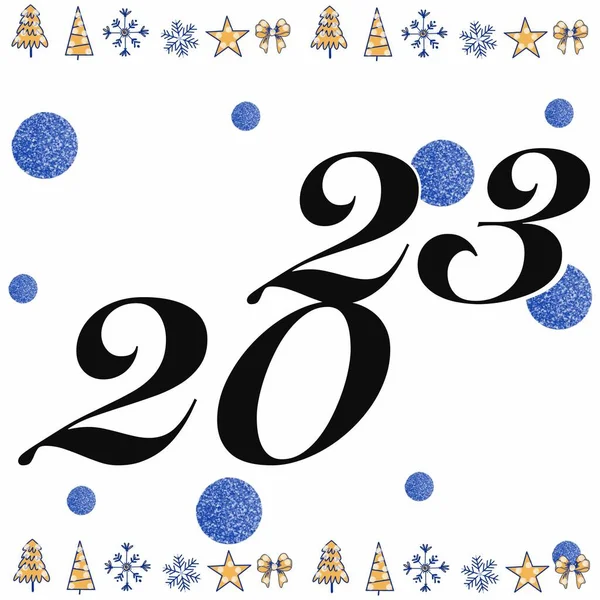 2023 New Year Congratulations Year 2023 Christmas Tree Gift Snowflakes — Foto Stock