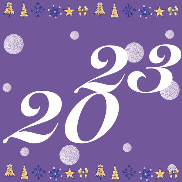 2023 New Year Congratulations Year 2023 Christmas Tree Gift Snowflakes — 스톡 사진