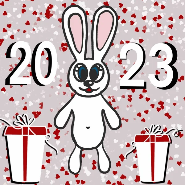 Kaninchen Hase Karikatur Tier Illustration Vektor Weihnachten Hase Jahr Urlaub — Stockfoto