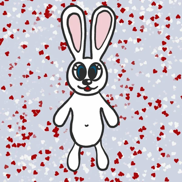 Rabbit Bunny Cartoon Animal Illustration Vector Christmas Hare Year Holiday — Stock Photo, Image