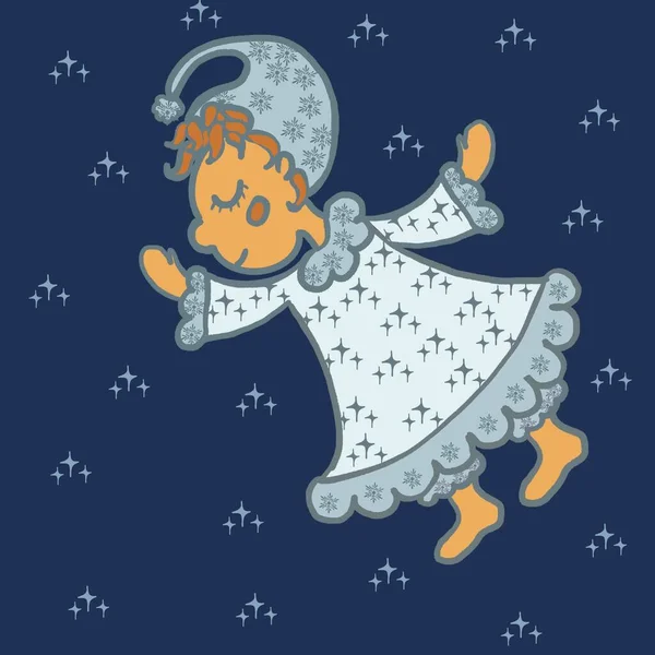 Μωρό Διάνυσμα Εικονογράφηση Παιδί Άγγελος Καρτούν Αγόρι Αγάπη Κάρτα Φεγγάρι — Φωτογραφία Αρχείου