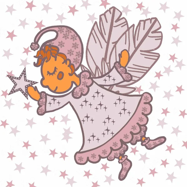 Cartoon Vector Illustration Love Baby Pink Child Card Pattern Flower — Stock Photo, Image