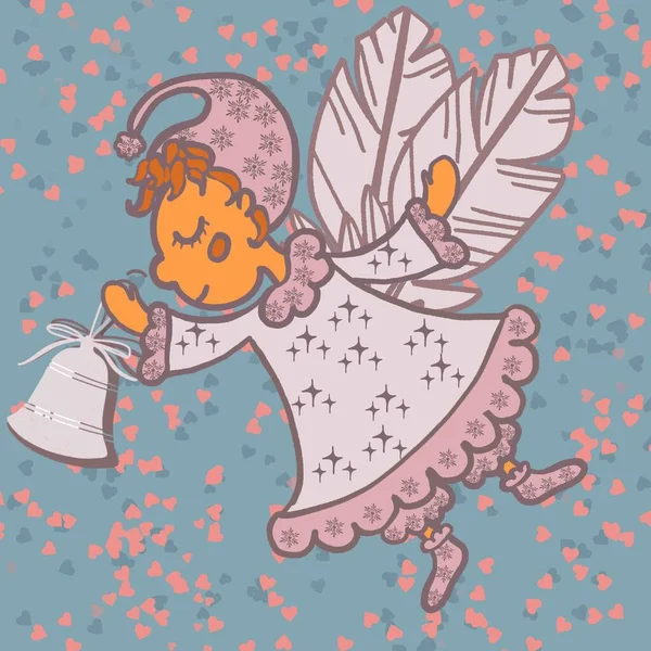 Dessin Animé Vecteur Illustration Amour Bébé Rose Enfant Carte Modèle — Photo