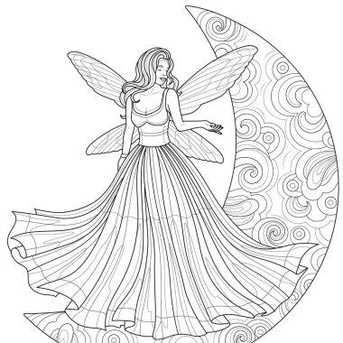 Ayın perisi. Çocuklar ve yetişkinler için boyama kitabı antistresi. Resimler beyaz arkaplanda izole edildi. Zen-tangle tarzı.