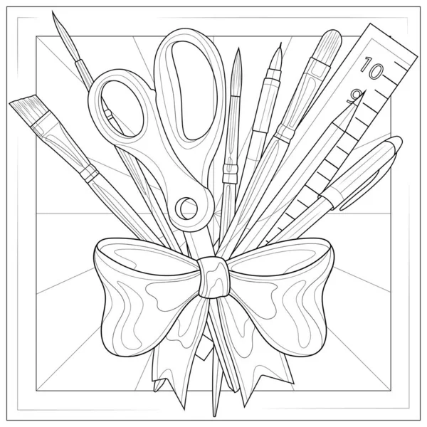 Stationery Coloring Book Antistress Children Adults New York Times 배경에 — 스톡 벡터