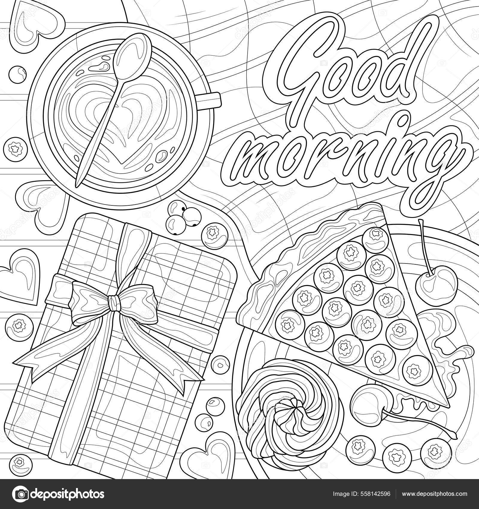 Coffee Slice Cake Breakfast Gift Coloring Book Antistress Children Adults  Stock Vector by ©vlasenko.ekaterinka1996@gmail.com 558142596