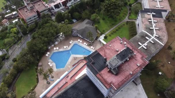 Beautiful Aerial View Residential Area Structure Houses Pool Trees City — Video