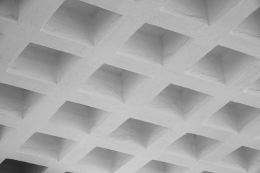 plain and white abstract wallpaper details with squares, geometric figures, ceiling design