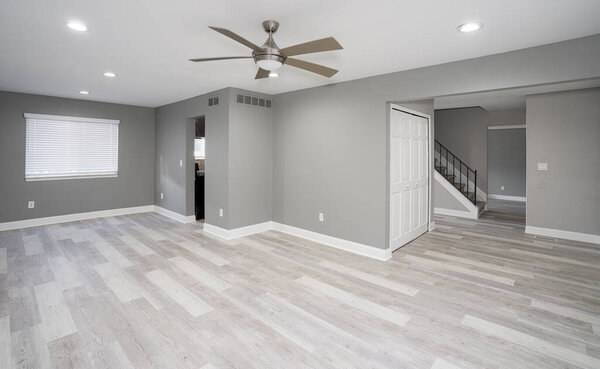 gray hardwood floors have been installed in your rennovation project