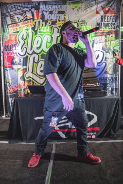 Redd 23 Nisan 2022 'de Livonia, Michigan' daki Astronomicon 5 'te sahne almaktadır.