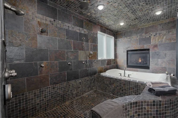 Detroit Michigan Usa May 2022 Bathroom Has Updated New Fixtures — 스톡 사진