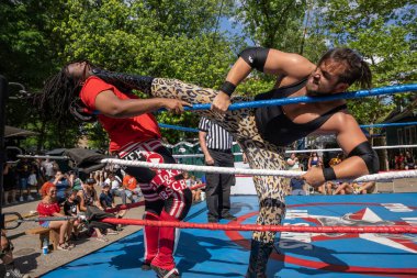 Lucha Libre Pro Wreslting, 26 Haziran 2022 'deki Michigan Taco Festivali' nde canlı performans sergiliyor.