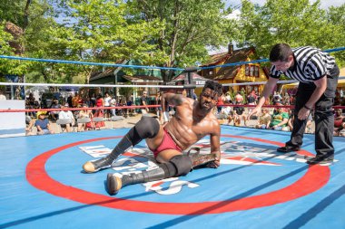 Lucha Libre Pro Wreslting, 26 Haziran 2022 'deki Michigan Taco Festivali' nde canlı performans sergiliyor.