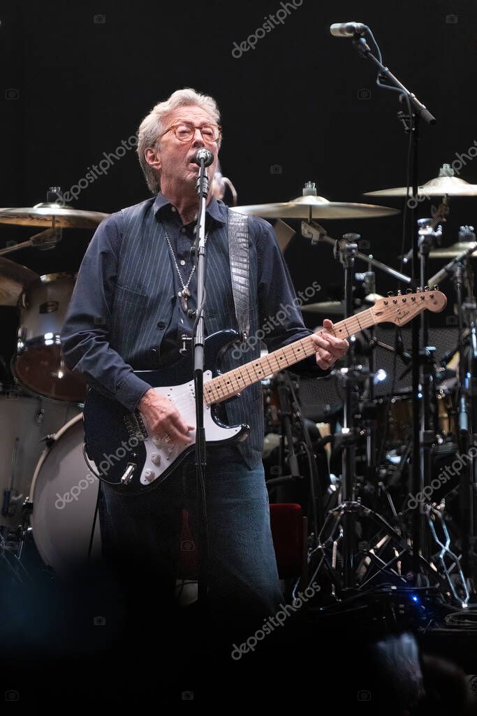 Eric Clapton performs with special guest Jimmie Vaughan at the Little Caesar's Arena in Detroit, Michigan on 9-10-2022