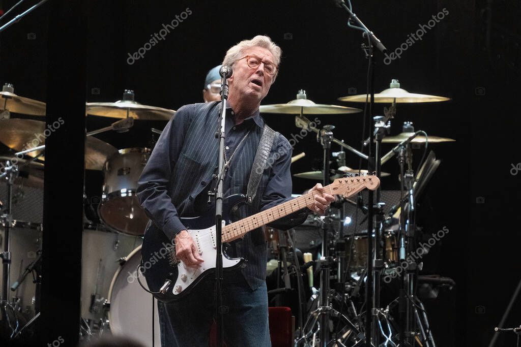 Eric Clapton performs with special guest Jimmie Vaughan at the Little Caesar's Arena in Detroit, Michigan on 9-10-2022
