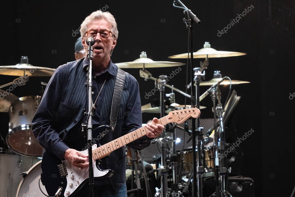 Eric Clapton performs with special guest Jimmie Vaughan at the Little Caesar's Arena in Detroit, Michigan on 9-10-2022