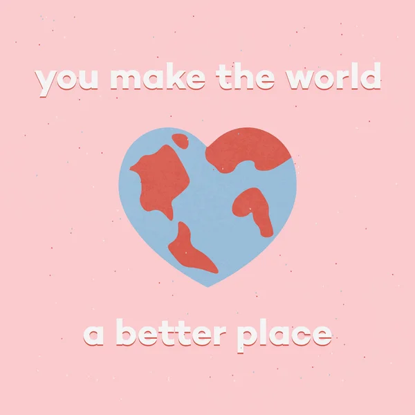 Děláš Světa Lepší Místo Pěkná Citace Karet Planeta Tvaru Srdce — Stockový vektor