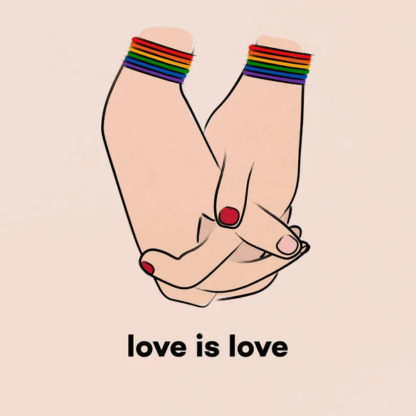 愛は愛です カードだ Lgbt プライド 虹のブレスレット Lbtカラフルでセクシュアリティ ストックイラスト