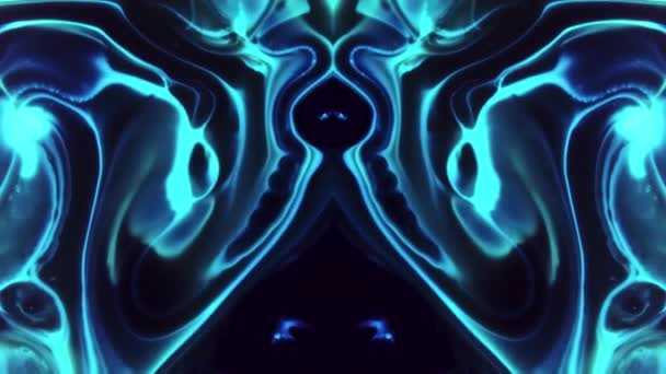Темно Голубая Жидкость Движении Неоновый Свет Абстрактный Фон — стоковое видео