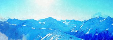 Gündüz vakti kış manzarası. Geniş panoramik görünüm