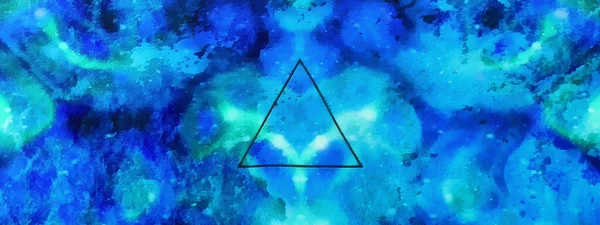 一个抽象背景上的三角形 蓝色和蓝绿色 — 图库照片