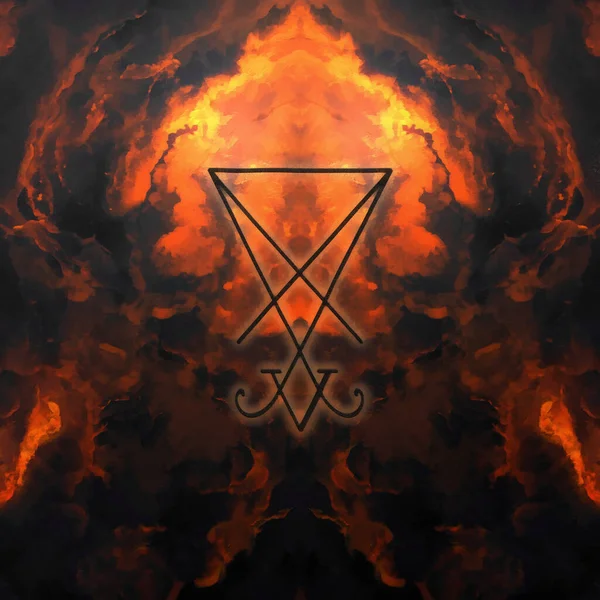 Sigil Lucifer Fiery Background Abstract Patterns Artistic Work — стокове фото