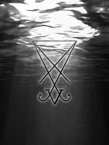 Sigil Lucifer Background Water — Zdjęcie stockowe