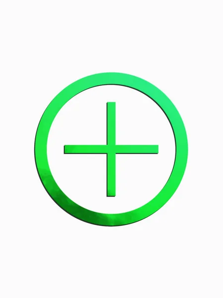 Green Circle Rendering Medical Aid Symbol White Background — Zdjęcie stockowe