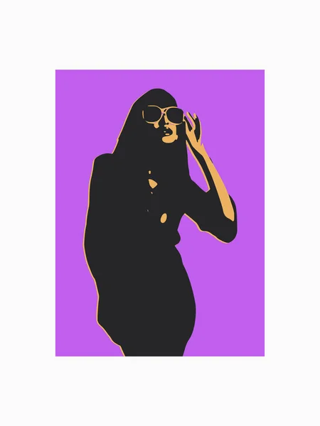 Girl Glasses Purple Background Rendering Artistic Work Theme Beauty Fashion — Stock Fotó