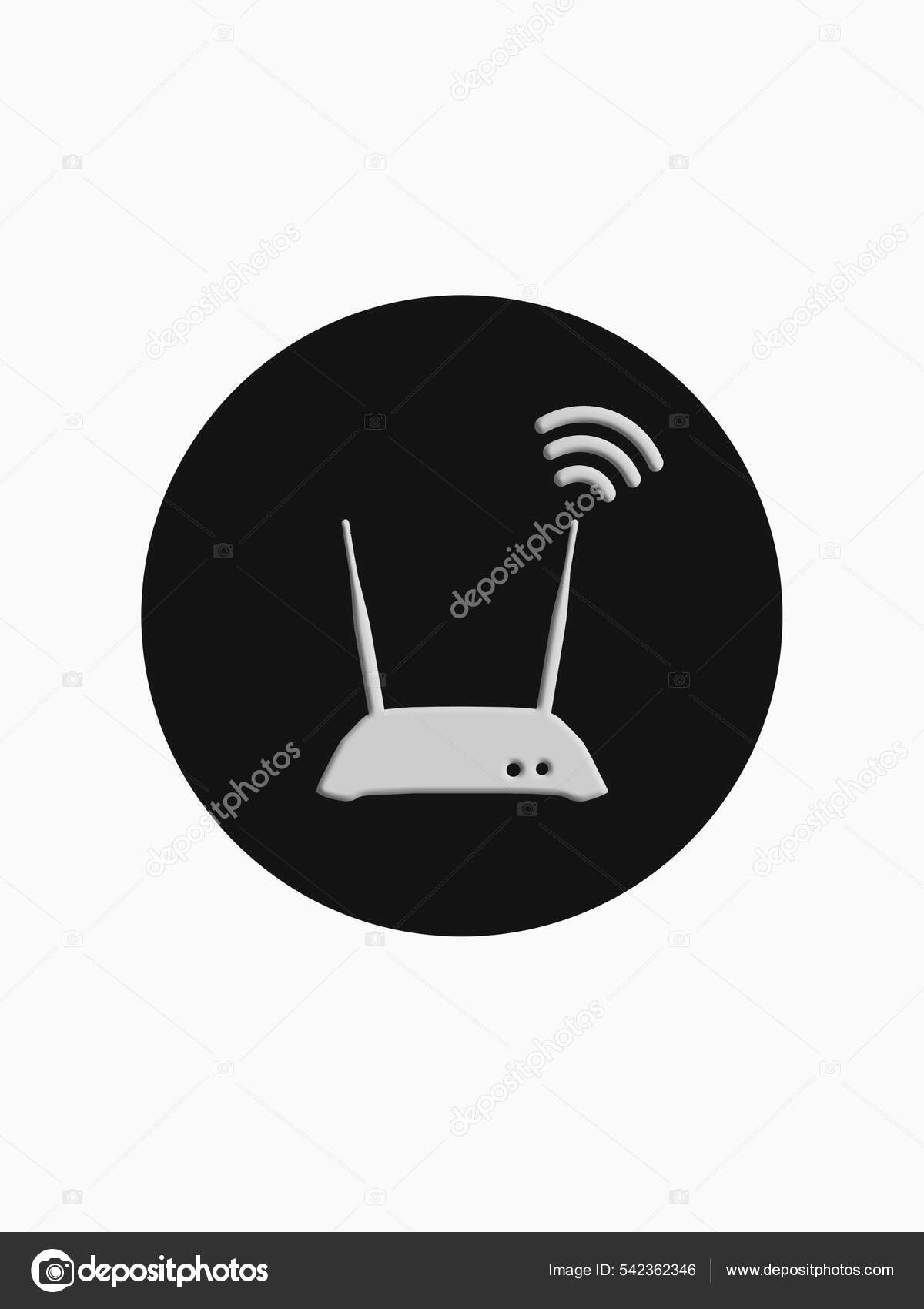 Wifi Icon Black Circle Wireless Router Rendering — Stock Photo © Black ...