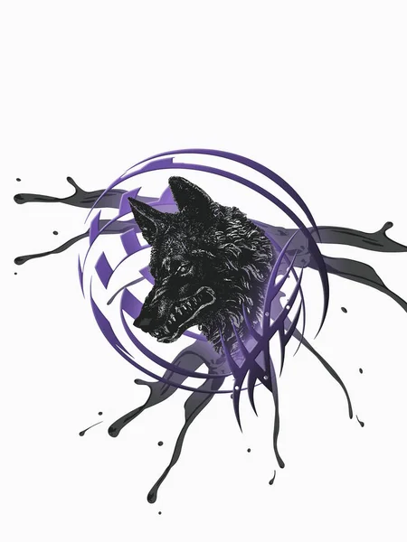Black Wolf Abstract Sphere — 스톡 사진