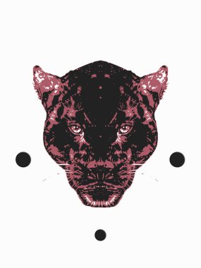 Panter başı beyaz arkaplanda izole edildi, 3D görüntüleme, baskı, logo, amblem ve diğer kullanım için illüstrasyon