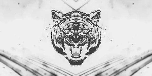 Tigre Fondo Los Patrones Abstractos Blanco Negro Representación —  Fotos de Stock