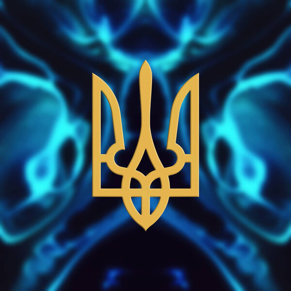 Coat of arms of Ukraine on an abstract background